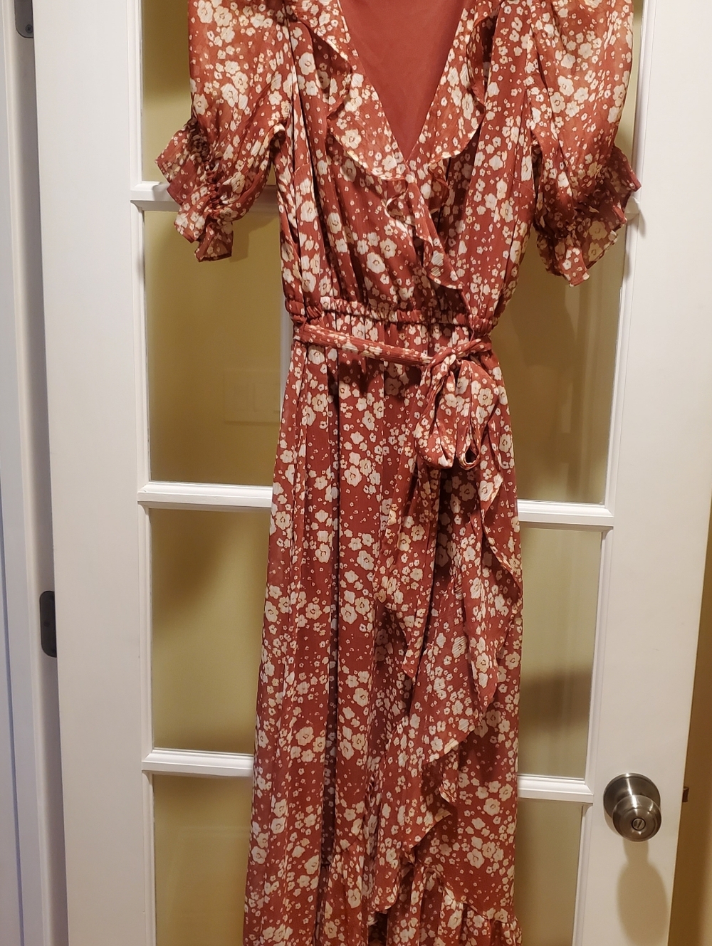LC Lauren Conrad Rust Floral Wrap Maxi Dress
